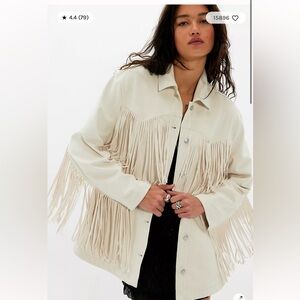 Free People Suede Fringe Utility Jacket - Taupe